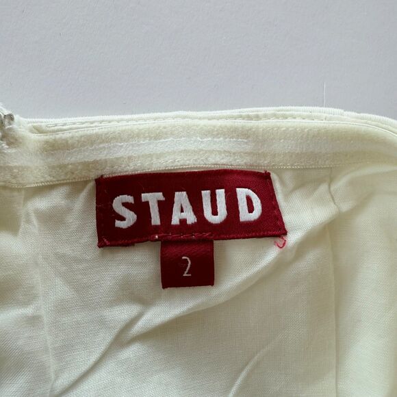 NWT STAUD Haven Cotton Chino Halter Neck Button Front Mini Dress in Ivory Size 2 - Picture 10 of 16